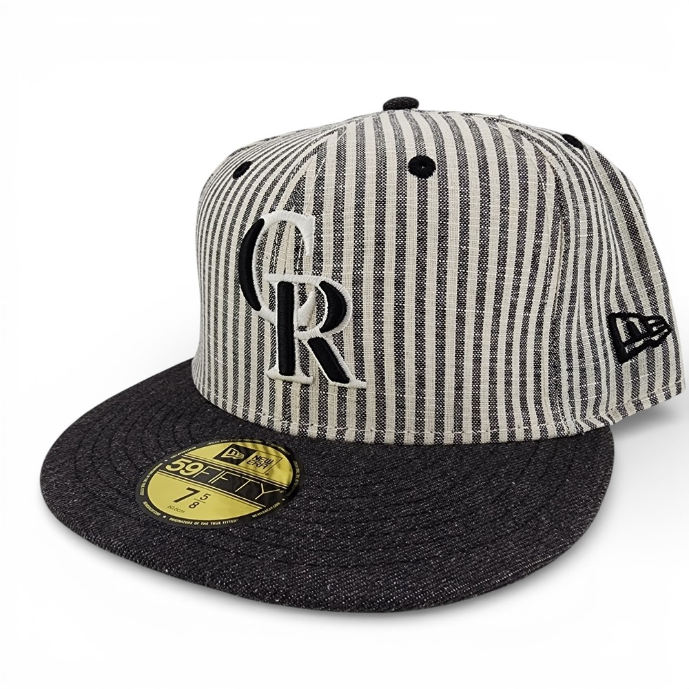 Colorado Rockies Hat New Era 59FIFTY‎ Striped Seersucker Fitted Size 7 5/8 NEW
